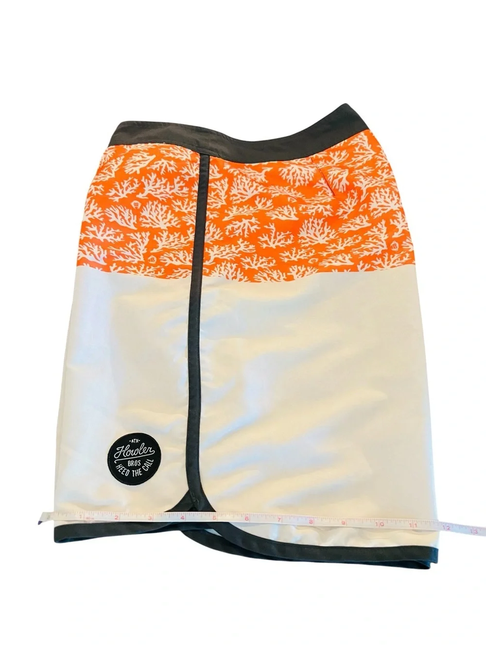Howler Bros.  Men's Orange and Cream Coral Pattern Board Shorts